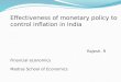 Effectiveness of Monetary Policy to Control Inflation In