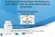 various applied optimization techniques and their role in pharmaceutical science