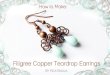 Filigree copper tear drop earrings