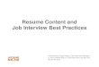 Resume Content & Job Interview Best Practices