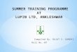 Lupin summer training report, Ankleshwar