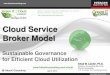 "Cloud Service Brokerage Model for Optimized Cloud Use, Sustainable Governance & Efficient Utilization"- Green IT Cloud Computing Summit 2012