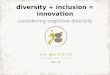 diversity+inclusion=innovation (great ideas 2011)