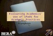 Evaluating Academics' use of iPads for Academic Practices (MELSIG 2013)