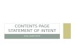 Contents page statement of intent