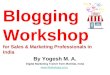 Blogging Workshop opportunity for Every Industry professional in India