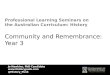 Professional Learning Seminars on the Australian Curriculum (History): Community and Remembrance, Year 3