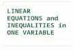 Linear Equations and Inequalities in One Variable