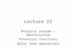 Analysis Review – Amortization Potential Functions Splay Tree Operations