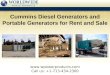 Cummins Diesel Generators and Portable Generators for Rent and Sale