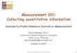 Institute for public relations summit on measurement class  measurement 201