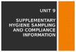 Unit 9 hygiene calculations sampling issues compliance