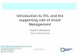 Introduction to ITIL and the supporting role of Asset Management