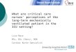 What are critical care nurses' perceptions of the long-term 