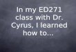 ED271-Technology Proficient Professional