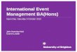 International Events Management BA(Hons) 5 Oct 13 open day