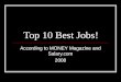 Top 10 Best Jobs! According to MONEY Magazine and Salary.com