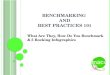Benchmarking and Best Practices 101