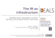 The IR as infrastructure: Shifting from repository-centric services to scholar-centric services. Presentation to CARLI The Nuts and Bolts of Institutional Repositories Workshop 2008