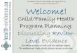 Child / Family Health Program Planning in Public Health: What's the Evidence?
