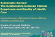 Systematic Review: The Relationship between Clinical Experience and Quality of Health Care Niteesh K. Choudhry, MD; Robert H. Fletcher, MD, MSc; Stephen