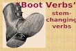 Boot Verbs stem- changing verbs. Boot Verbs stem-changing verbs Whats the stem? DORMIR Stem (root) (radical) ending (infinitive)