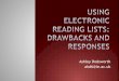 Using Electronic Reading Lists: Drawbacks and Responses - Ashley Dodsworth, University of Leicester