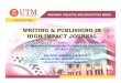 WRITING & PUBLISHING IN HIGH IMPACT JOURNAL 2nd Mechanical Engineering