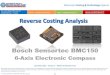 Bosch Sensortec BMC150 6-Axis MEMS eCompass teardown reverse costing report by published Yole Developpement