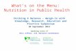 What's on the Menu - Nutrition in Public Health