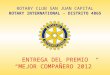 ENTREGA DEL PREMIO MEJOR COMPAÑERO 2012 ROTARY CLUB SAN JUAN CAPITAL ROTARY INTERNATIONAL - DISTRITO 4865