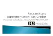 Research And Experimentation Tax Credits   Final