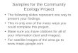 Samples For The Community Ecology Project