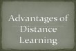 Advantages of distance learning