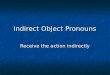 Indirect Object Pronouns Receive the action indirectly