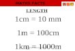 Copyright  MATHS FACTS 1cm = 10 mm 1m = 100cm 1km = 1000m LENGTH
