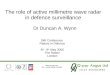 SMI Conference Radars in Defence 8 th - 9 th May 2006 The Hatton London Dr Duncan A. Wynn The role of active millimetre wave radar in defence surveillance