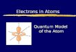 Quantum Model of the Atom Electrons in Atoms. zSchrödinger Wave Equation (1926) ydefines probability of finding an e -
