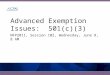 Advanced Exemption Issues: 501(c)(3) NFP2011, Session 102, Wednesday, June 8, 8 AM