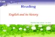 Reading English and its history Unit 2 WenShu high school Liu Jing