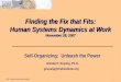 © 2007. Human Systems Dynamics Institute. 1 Finding the Fix that Fits: Human Systems Dynamics at Work November 28, 2007 Self-Organizing: Unleash the Power