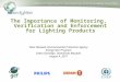 The Importance of Monitoring, Verification and Enforcement for Lighting Products Peter Banwell, Environmental Protection Agency Energy Star Program Santo