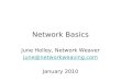 Network Basics June Holley, Network Weaver june@networkweaving.com January 2010
