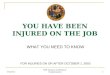 7/1/2012 DFS Division of Workers' Compensation 1 YOU HAVE BEEN INJURED ON THE JOB WHAT YOU NEED TO KNOW FOR INJURIES ON OR AFTER OCTOBER 1, 2003