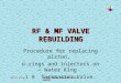 Water KingRF MF Valve Rebuild Proceedures 1 RF & MF VALVE REBUILDING Procedure for replacing piston, o-rings and injectors on Water King 1 ½ Taskmaster
