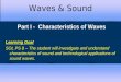 Waves & Sound Part I - Characteristics of Waves Learning Goal SOL PS 8 – The student will investigate and understand characteristics of sound and technological