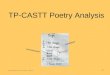 TP-CASTT Poetry Analysis 1/09 Poetry Unit: TP-CASTT - Blume 1 repetition! onomatopoeia!