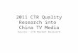 2011 CTR Quality Research into China TV Media Source CTR Market Research