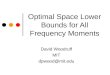 Optimal Space Lower Bounds for All Frequency Moments David Woodruff MIT dpwood@mit.edu