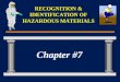 Chapter #7 RECOGNITION & IDENTIFICATION OF HAZARDOUS MATERIALS